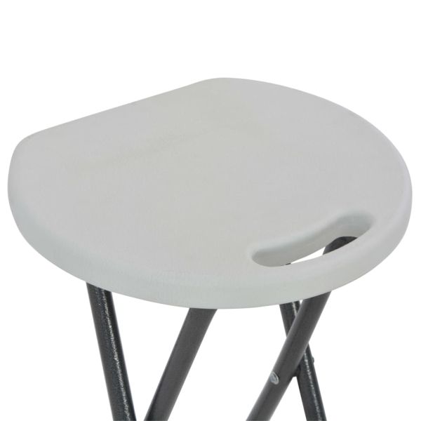 Сгъваеми бар табуретки, 2 бр, HDPE и стомана, бели