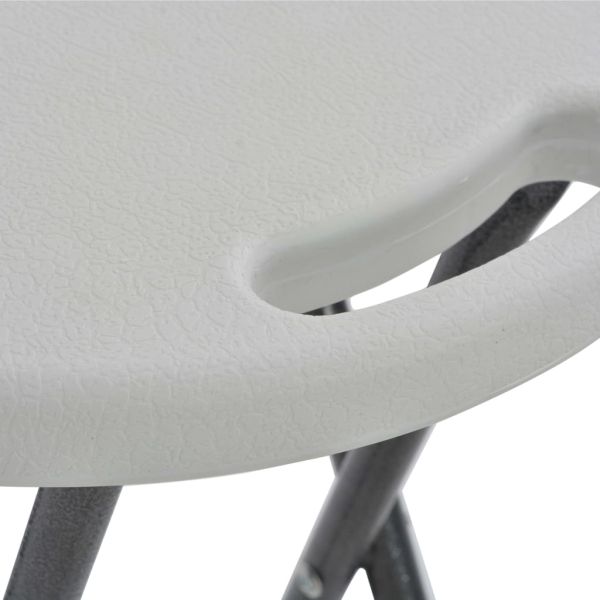 Сгъваеми бар табуретки, 2 бр, HDPE и стомана, бели