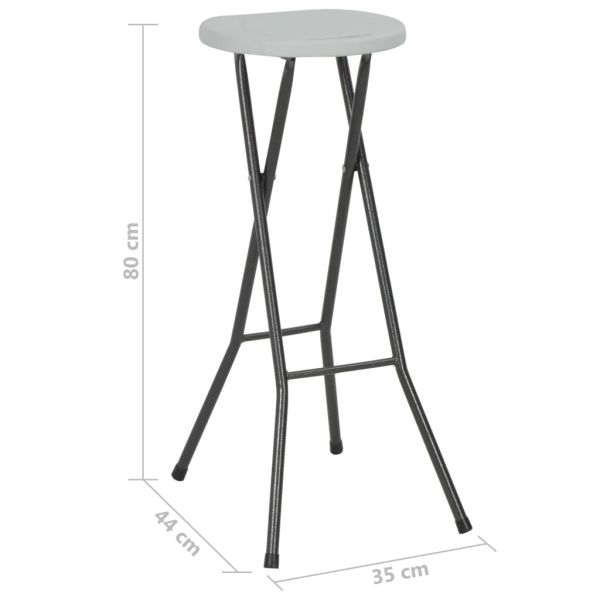 Сгъваеми бар табуретки, 2 бр, HDPE и стомана, бели