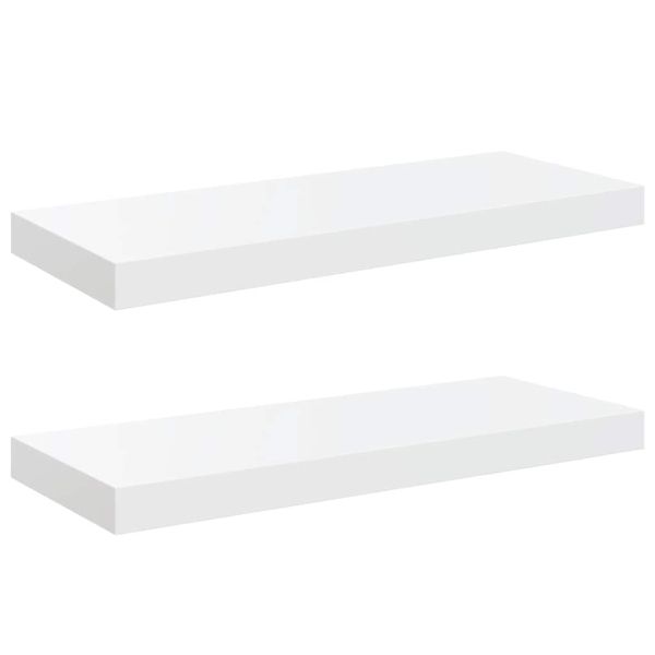 Окачени стенни рафтове, 2 бр, бял гланц, 60x23,5x3,8 см, МДФ