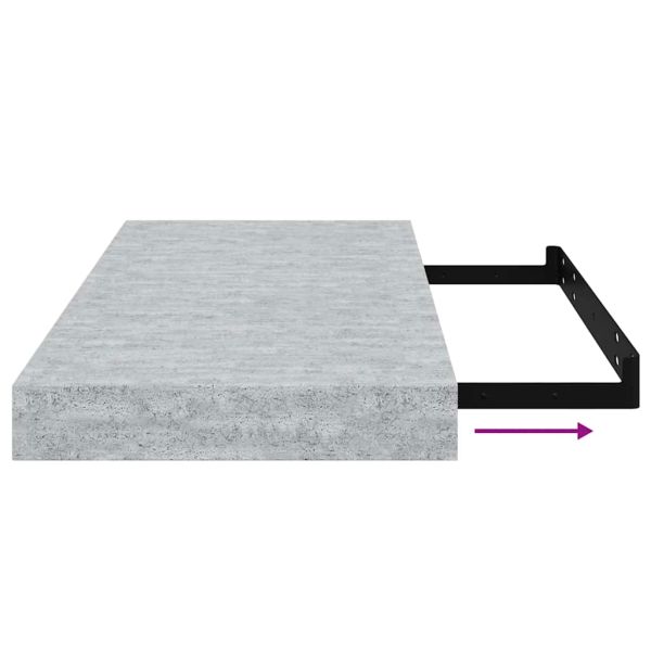Окачени стенни рафтове, 4 бр, бетонно сиви, 50x23,5x3,8 см, МДФ