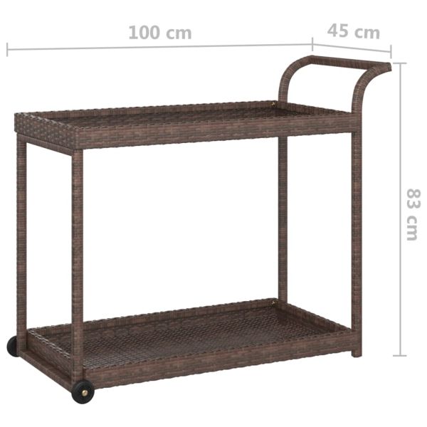 Бар количка, кафява, 100x45x83 см, полиратан