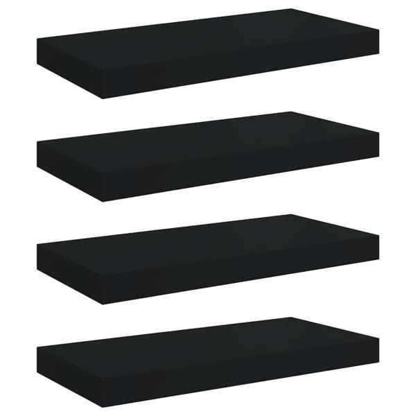 Окачени стенни рафтове, 4 бр, черни, 50x23,5x3,8 см, МДФ
