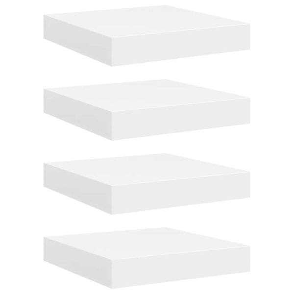Окачени стенни рафтове, 4 бр, бели, 23x23,5x3,8 см, МДФ