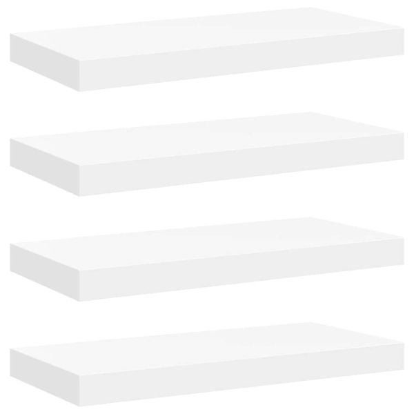 Окачени стенни рафтове, 4 бр, бели, 50x23,5x3,8 см, МДФ