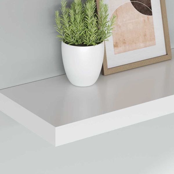 Окачени стенни рафтове, 2 бр, бели, 60x23,5x3,8 см, МДФ