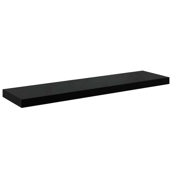Окачени стенни рафтове, 4 бр, черен гланц, 90x23,5x3,8 см, МДФ