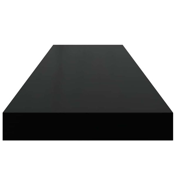 Окачени стенни рафтове, 4 бр, черен гланц, 90x23,5x3,8 см, МДФ