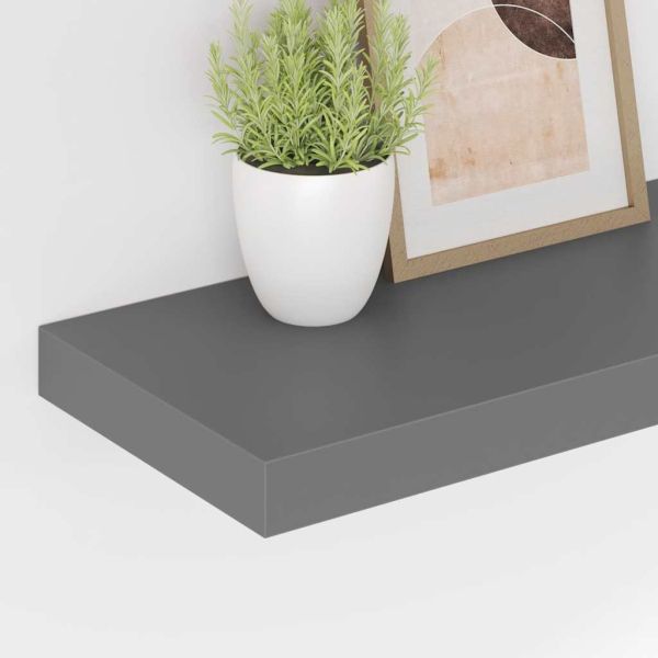 Окачени стенни рафтове, 4 бр, сив гланц, 50x23,5x3,8 см, МДФ