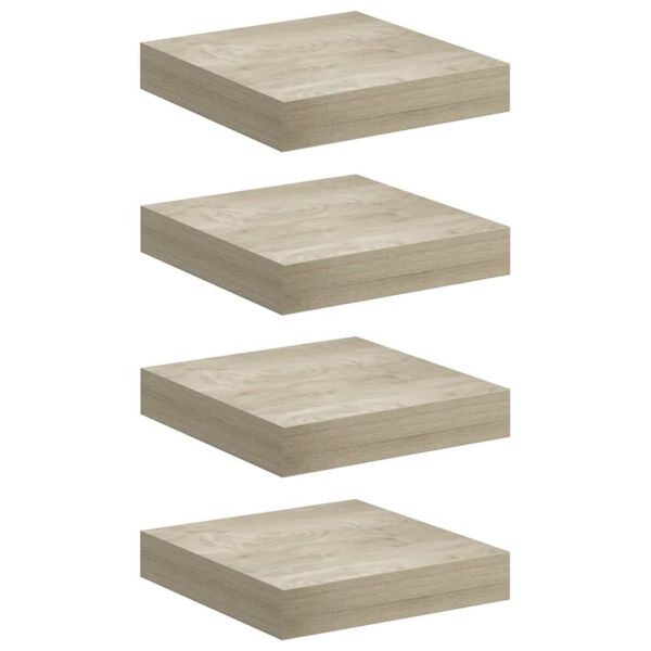 Окачени стенни рафтове, 4 бр, дъб, 23x23,5x3,8 см, МДФ