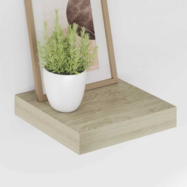 Окачени стенни рафтове, 4 бр, дъб, 23x23,5x3,8 см, МДФ