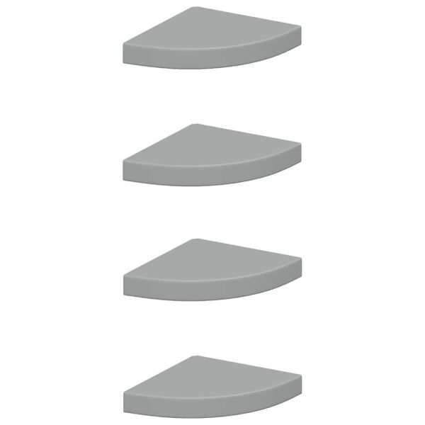 323903 Floating Corner Shelves 4 pcs Grey 25x25x3,8 cm MDF