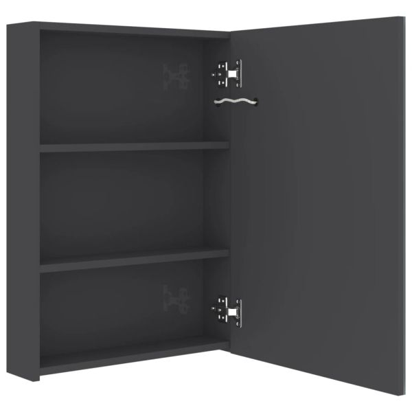 LED шкаф с огледало за баня, сияйно сиво, 50x13x70 см