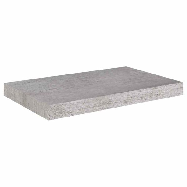 Окачен стенен рафт, бетонно сив, 50x23,5x3,8 см, МДФ