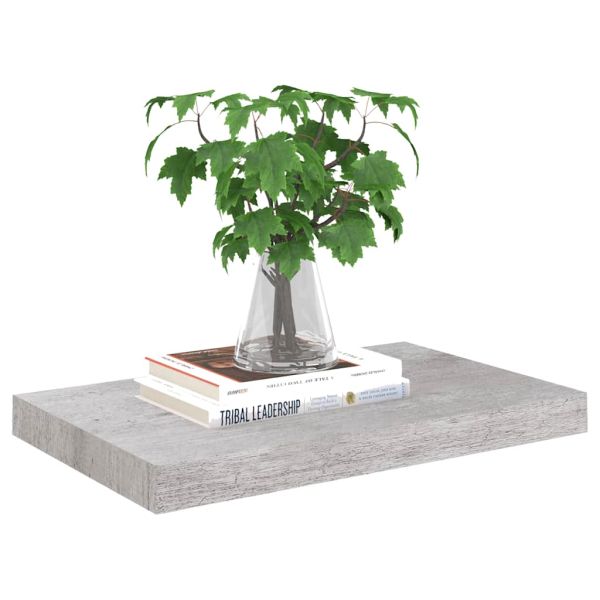 Окачен стенен рафт, бетонно сив, 50x23,5x3,8 см, МДФ