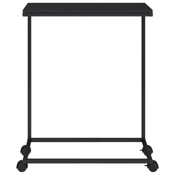 Помощна маса с колелца черна 55x35x70 см инженерно дърво