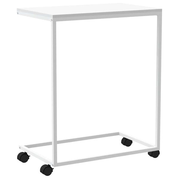 Помощна маса с колелца бяла 55x35x70 см инженерно дърво