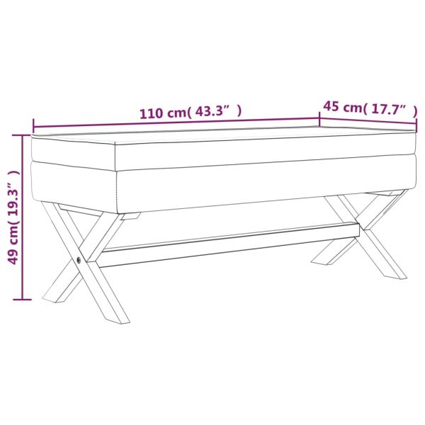 Табуретка за съхранение, тъмносива, 110x45x49 см, кадифе