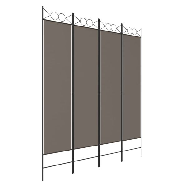 Параван за стая, 4 панела, антрацит, 160x220 cм, текстил