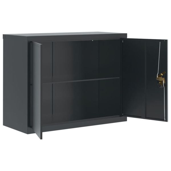 Шкаф за папки антрацит 90x40x70 см стомана