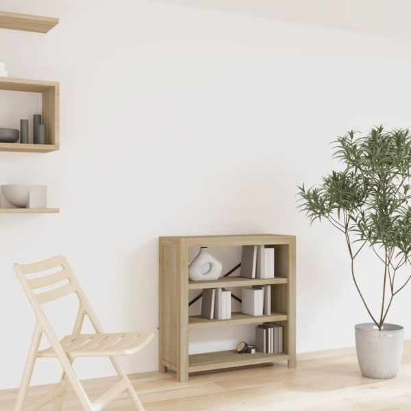 Библиотека с 3 рафта, 80x30x80 см, акациево дърво масив