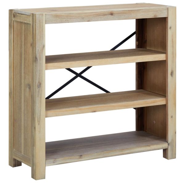 Библиотека с 3 рафта, 80x30x80 см, акациево дърво масив