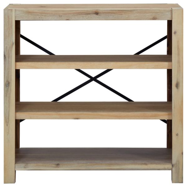Библиотека с 3 рафта, 80x30x80 см, акациево дърво масив