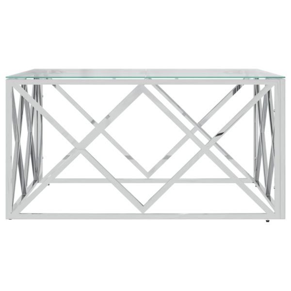Маса за кафе 80x80x40 cм неръждаема стомана и стъкло