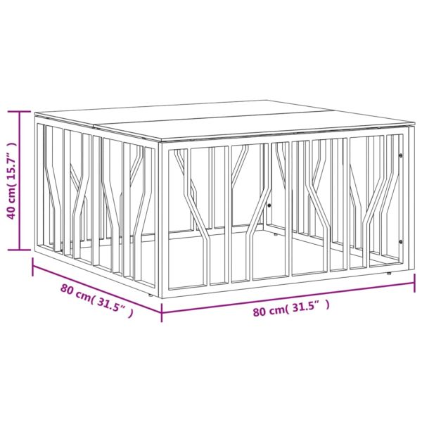 Маса за кафе златиста 80x80x40 cм неръждаема стомана и стъкло