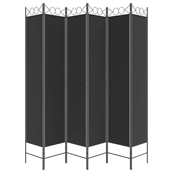 Параван за стая, 6 панела, черен, 240x220 cм, плат