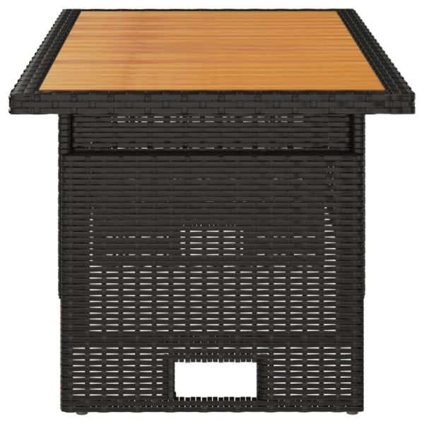 Градинска маса черна 100x50x43/63 см акация масив и полиратан