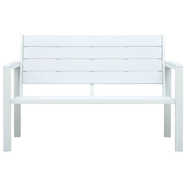 Градинска пейка, 120 cм, HDPE, бяла, имитация на дърво