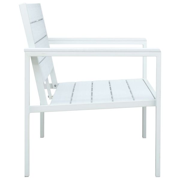 Градинска пейка, 120 cм, HDPE, бяла, имитация на дърво