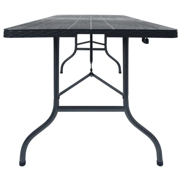 Сгъваема градинска маса черна 180x75x72 см HDPE имитация ратан