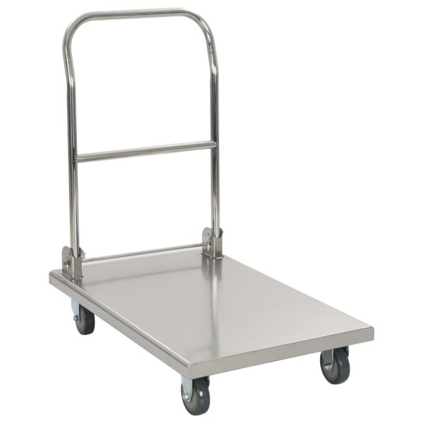 Платформена количка, сребриста, 82x53x86 см, неръждаема стомана