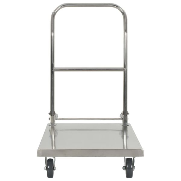 Платформена количка, сребриста, 82x53x86 см, неръждаема стомана