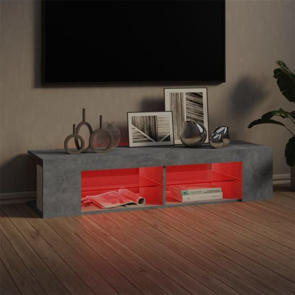 ТВ шкаф с LED осветление, бетонно сив, 135x39x30 см