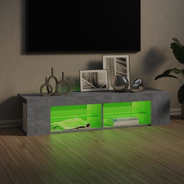 ТВ шкаф с LED осветление, бетонно сив, 135x39x30 см