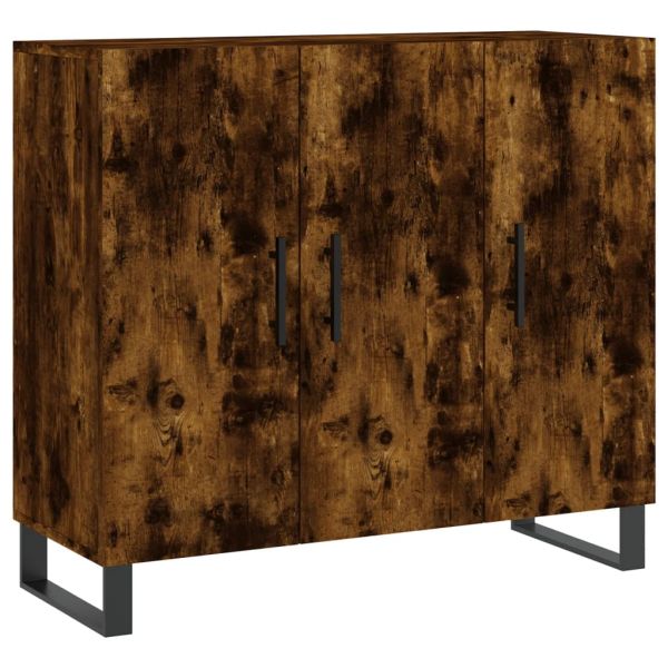 Сайдборд, опушен дъб, 90x34x80 см, инженерно дърво
