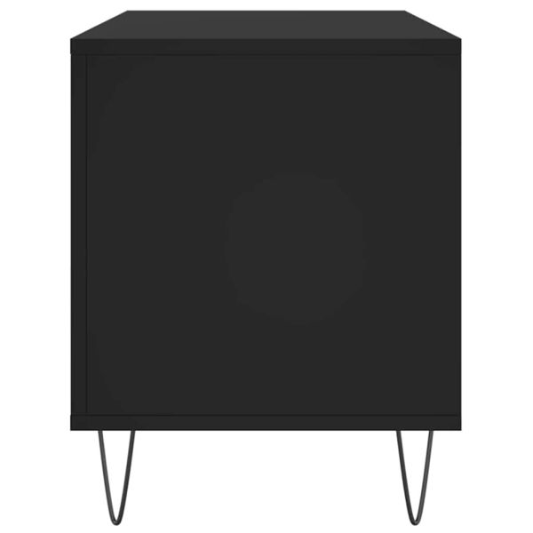 Шкаф за грамофонни плочи черен 100x38x48 см инженерно дърво