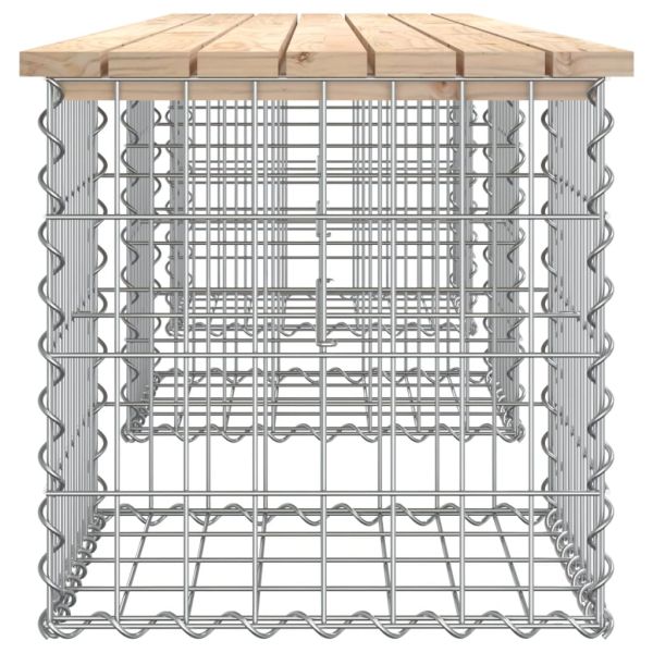 Градинска пейка габионен дизайн 203x44x42 см борово дърво масив