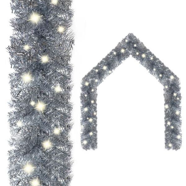 Коледен гирлянд с LED лампички, 10 м, сребрист