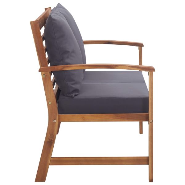 Градински комплект с възглавници, 4 части, акациево дърво масив