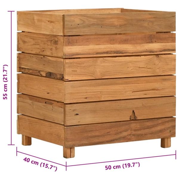 Повдигната леха 50x40x55 см рециклирано тиково дърво и стомана
