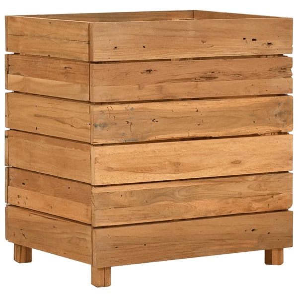 Повдигната леха 50x40x55 см рециклирано тиково дърво и стомана