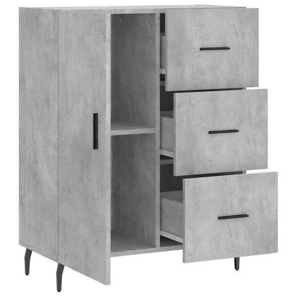 Сайдборд, бетонно сив, 69,5x34x90 см, инженерно дърво