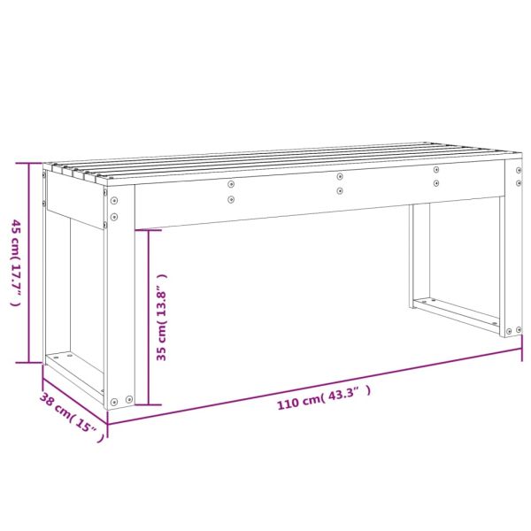 Градинска пейка сива 110x38x45 см борово дърво масив