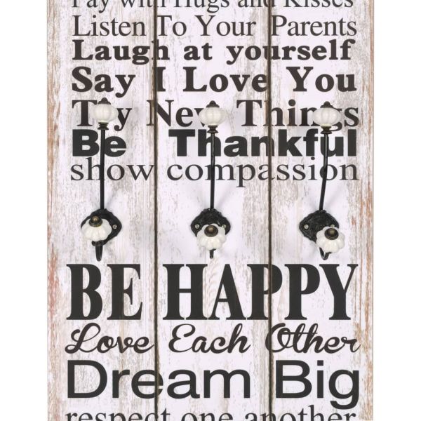 Закачалка за дрехи с 6 куки, 120х40 см, "FAMILY RULES"