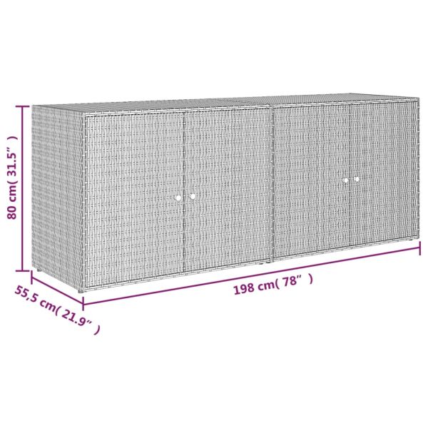 Градински шкаф за съхранение сив 198x55,5x80 см полиратан