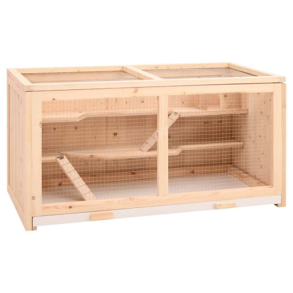 Клетка за хамстери 89,5x45x45 см, масивна дървесина, ела
